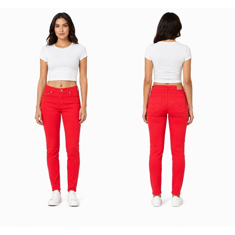 Levi's Red Skinny Jeans Womens 28‎ Stretch Y2K Slim Legging Fit
